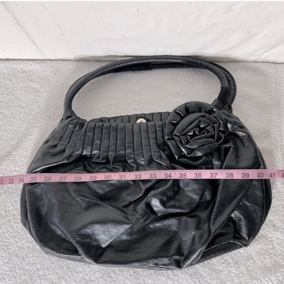 5/$25 American Eagle Black Faux Leather Purse Shoulder Bag With Flower - Picture 11 of 11